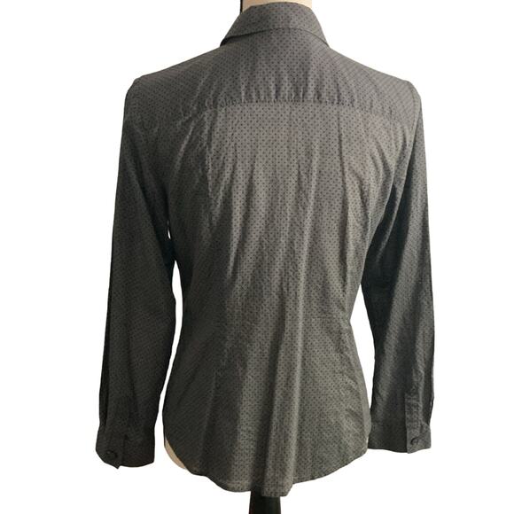 Ann Taylor Loft gray polka dot button down blouse dark academia secretary MP - Picture 6 of 10